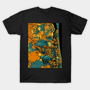 Gold Coast Map Pattern in Orange & Teal T-Shirt